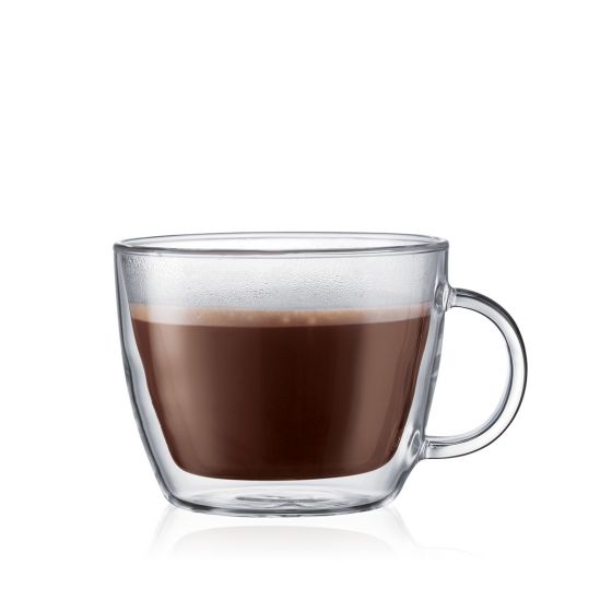 Bodum Bistro Double Wall Café Latte Cup (2pcs) 15oz, Transparent