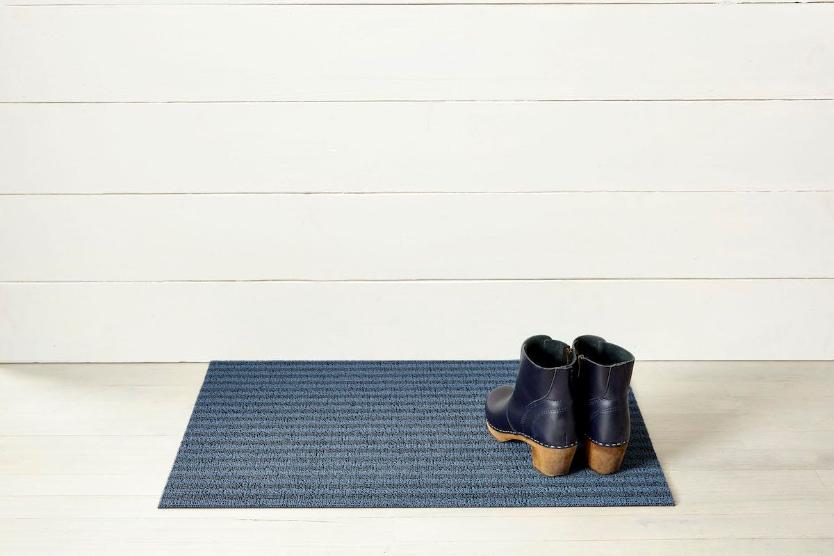 Chilewich Breton Stripe Shag Doormat Blueberry