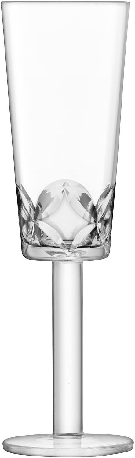 LSA Tatra Champagne Flute 250ml Clear Spare, Star/Flower Cut (Set of 4)