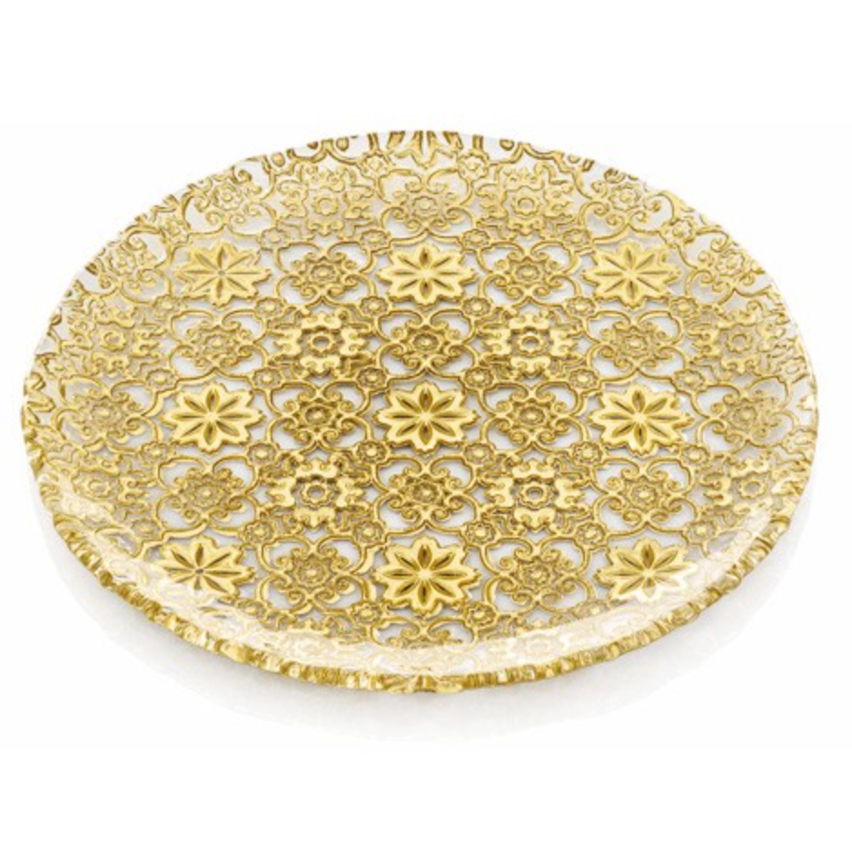 IVV Arabesque Platter 37cm Gold Leaf Decoration