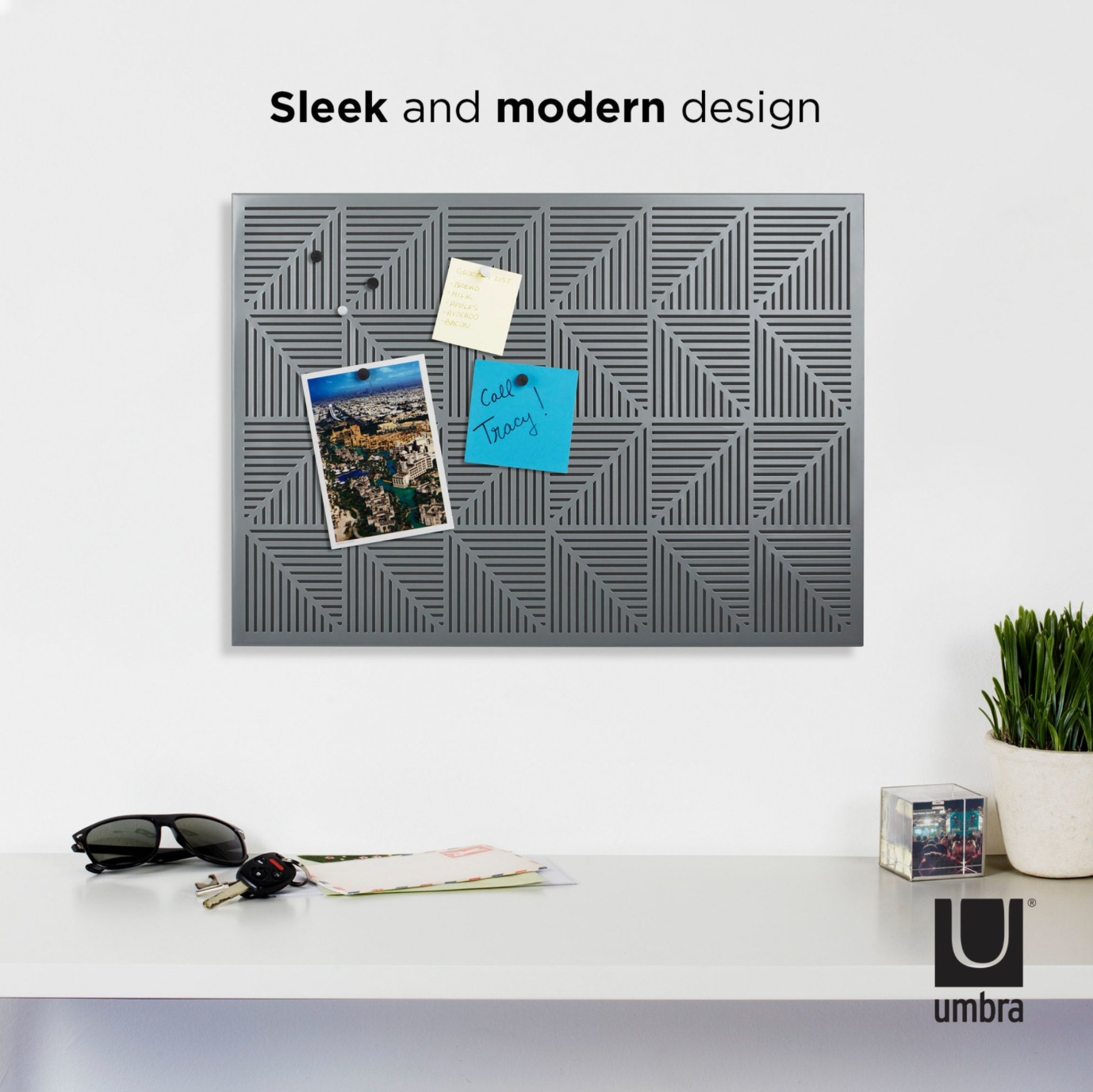 Umbra Trigon Memo Board Charcoal